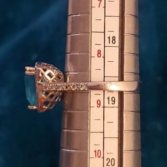 925 blue/clear cz halo ring - Picture 6 of 6